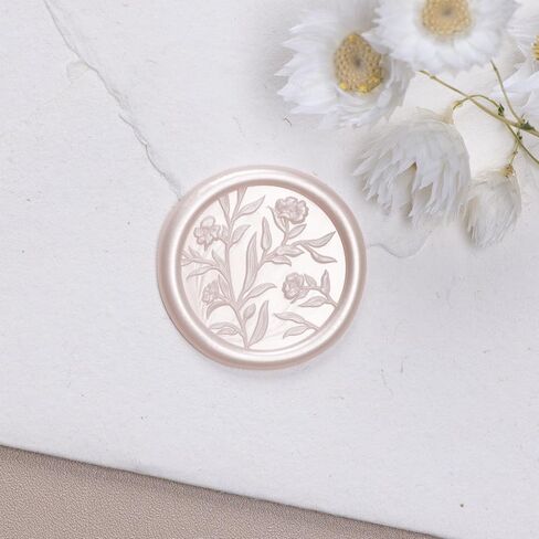 UNIQOOO 3D Floral Wax Seal Stickers - 50 Pcs Elegant Oval Sage Green Self-Adhesive Seals for Wedding Invitations, Envelopes, Gift Wrapping, Christmas Cards & Scrapbooking in Saudi Arabia