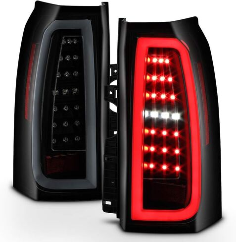 Acanii - لعام 2015-2020 Chevy Suburban Tahoe أسود مدخن كامل LED الأنبوب مصابيح ذيل مصابيح الفرامل سائق وجانب الراكب in Saudi Arabia