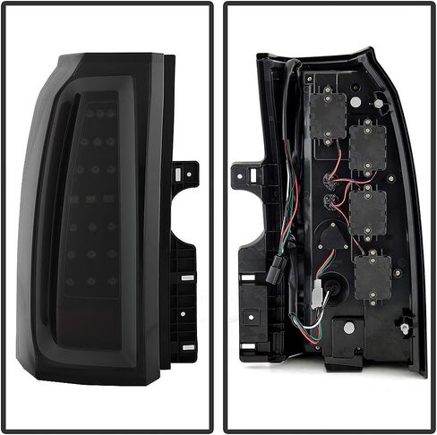 Acanii - لعام 2015-2020 Chevy Suburban Tahoe أسود مدخن كامل LED الأنبوب مصابيح ذيل مصابيح الفرامل سائق وجانب الراكب in Saudi Arabia