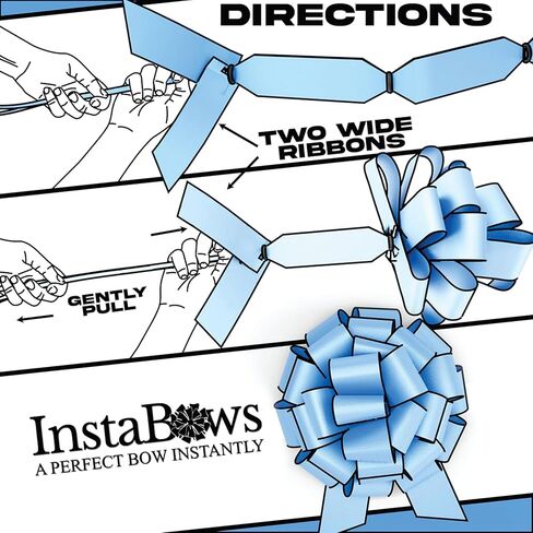 8" Pull String Gift Bows Perfect for Christmas Gifts and Birthday Presents Satin Finish Easy to Assemble Pack of 3 Large Bows (Baby Blue) in Kuwait
