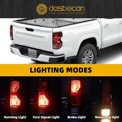 مجموعة مصباح ذيل هالوجين Dasbecan متوافق مع 2023-2025 Chevy Colorado LT ، شاحنة العمل ، Trail Boss Right Side Side Manillight LAMP استبدال# 85651743 GM2801325 in Saudi Arabia