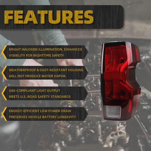 مجموعة مصباح ذيل هالوجين Dasbecan متوافق مع 2023-2025 Chevy Colorado LT ، شاحنة العمل ، Trail Boss Right Side Side Manillight LAMP استبدال# 85651743 GM2801325 in Saudi Arabia