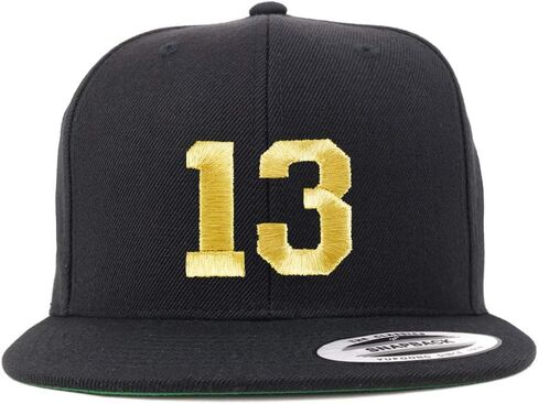 متجر ملابس عصري رقم 13 ذهبية الخيط Flat Bill Snapback Cap in Kuwait