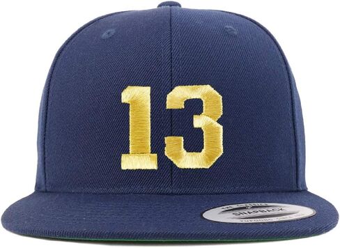 متجر ملابس عصري رقم 13 ذهبية الخيط Flat Bill Snapback Cap in Kuwait