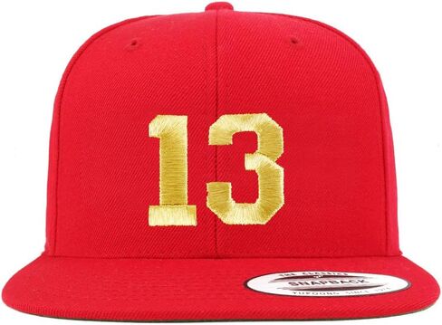 متجر ملابس عصري رقم 13 ذهبية الخيط Flat Bill Snapback Cap in Kuwait