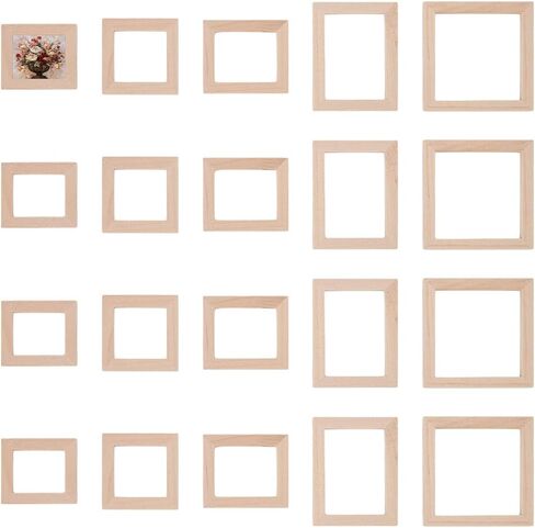 FINGERINSPIRE 20 Pcs Miniature Wood Photo Frames 5 Styles Wooden Mini Picture Frame Mini House Decoration Simulation Picture Frame Rectangle Dollhouse Photo Frames for Home Wooden Miniature Ornaments in Saudi Arabia