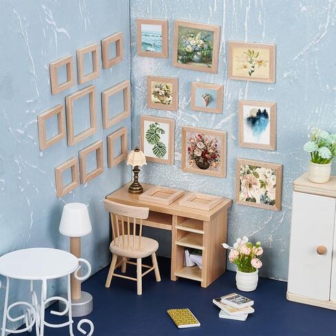 FINGERINSPIRE 20 Pcs Miniature Wood Photo Frames 5 Styles Wooden Mini Picture Frame Mini House Decoration Simulation Picture Frame Rectangle Dollhouse Photo Frames for Home Wooden Miniature Ornaments in Saudi Arabia