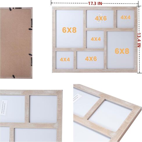 Collage Picture Frame 5x7 and 8x10 Photos -Large Size 6 Openings White Picture Frame Wall Decor for Wall Mounting Vertically or Horizontally - Home and Family Display 5x7 and 8x10 in Kuwait