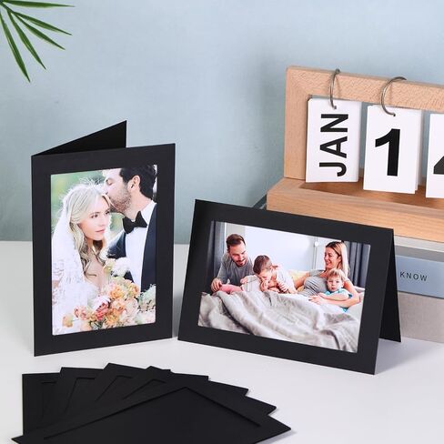 50 بطاقات إطار الصورة مع أظرف ختم ذاتي 4x6 صورة ورقة إطار الجزء الأكبر من الورق المقوى ، حامل بطاقة إدراج للتخرج الزفاف عيد ميلاد الفصول الدراسية DIY - أسود in Kuwait