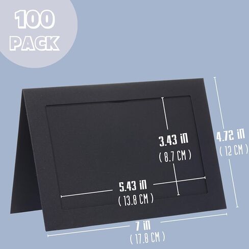 50 بطاقات إطار الصورة مع أظرف ختم ذاتي 4x6 صورة ورقة إطار الجزء الأكبر من الورق المقوى ، حامل بطاقة إدراج للتخرج الزفاف عيد ميلاد الفصول الدراسية DIY - أسود in Kuwait