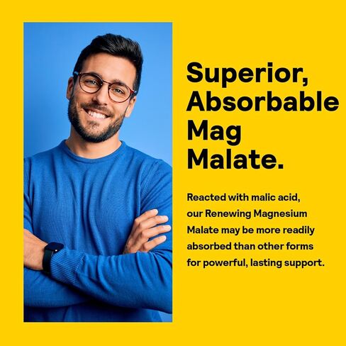 Nature's Life Renewing Magnesium Malate 200 mg - Once Daily Magnesium Supplement for Muscle and Nerve Function, Heart Health, Bone Support - Maximum Absorption, 60-Day Guarantee, 100 Serv, 100 Tablets in Saudi Arabia