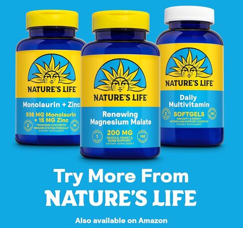 Nature's Life Renewing Magnesium Malate 200 mg - Once Daily Magnesium Supplement for Muscle and Nerve Function, Heart Health, Bone Support - Maximum Absorption, 60-Day Guarantee, 100 Serv, 100 Tablets in Saudi Arabia