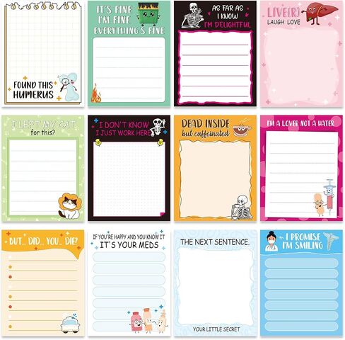 Funny Nurse Sticky Notes Gifts - Lovarywow 12 Pack Funny Nursing Sticky Notes 3x4 Inch Nurse Gifts Everything is Fine Post It Notepads Self-Stick Memo Pad Medical Office Study Supplies 360 Sheets in Saudi Arabia