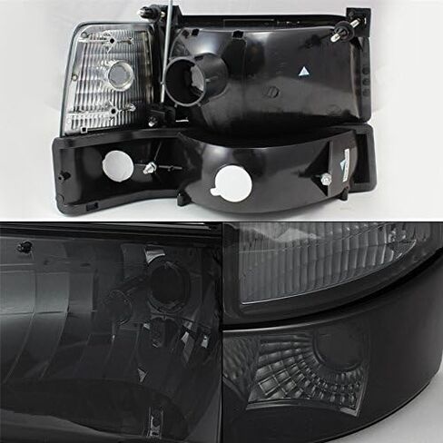 AKKON - For 1992 1993 1994 1995 1996 Bronco F150 F250 F350 Smoked Headlights & Black Smoke Taillights Pair Set in Saudi Arabia