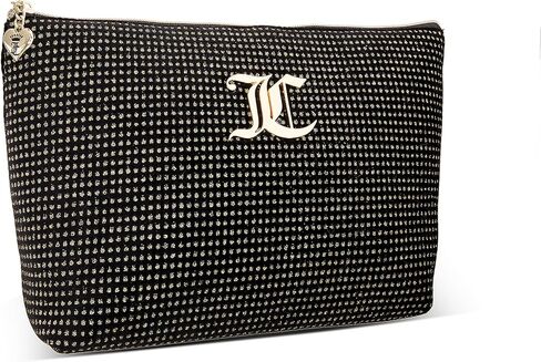 Juicy Couture Black Makeup Bag Cosemtics Organizer Essentials Zip Top Wedge Velor Gitter Dots in Saudi Arabia