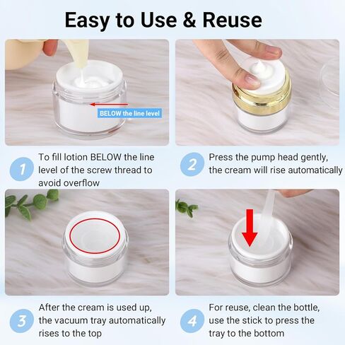 Segbeauty 3.38 أوقية جرة مضخة عارية الهواء ، حاويات مكياج فارغة 100 مل من موزع الزجاجة الفراغ ، 3pcs زجاجات سفر جرة قابلة لإعادة التعبئة لأدوات النظافة مرطب الحاوية حجم السفر لمرطب المستحضر in Kuwait