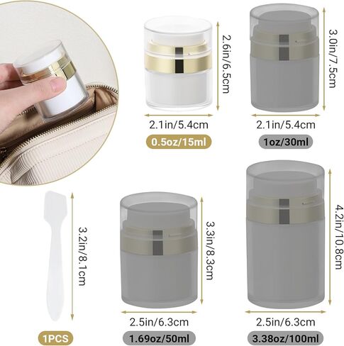 Segbeauty 3.38 أوقية جرة مضخة عارية الهواء ، حاويات مكياج فارغة 100 مل من موزع الزجاجة الفراغ ، 3pcs زجاجات سفر جرة قابلة لإعادة التعبئة لأدوات النظافة مرطب الحاوية حجم السفر لمرطب المستحضر in Kuwait