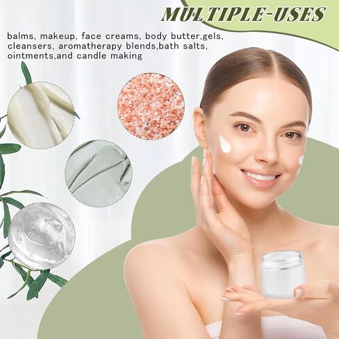 12 PCS 2 أوقية جرة زجاجية مجيئة ، حامل مرطبات حاوية مستحضرات تجميل قابلة لإعادة التعبئة الفارغة مع بطانة داخلية ، غطاء بلاستيكي للمرطب ، الأساس ، زيت زبدة الجسم ، مرهم ، توابل (أبيض) in Kuwait