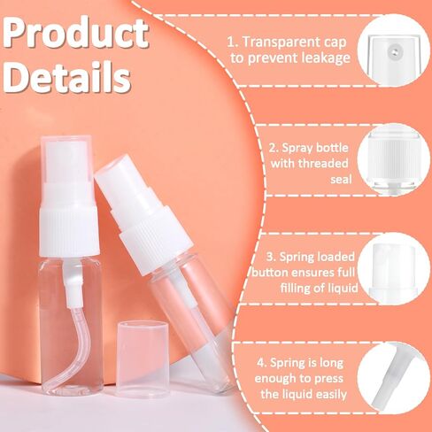 4 Pack Spray Bottle, Small Plastic Fine Mist Spray Bottles Mini Empty Travel Bottles Small Refillable Liquid Containers for Perfume, Care Liquid, Cosmetics, Alcohol(15ml) in Saudi Arabia