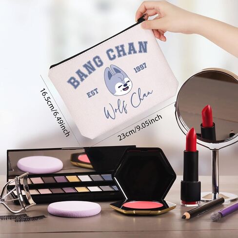 WCGXKO GOID GIFT GOORE GROUP MERCH Group Boys Makeup Bag Lover Gift (2000BBOKARI) ، Beige in Kuwait