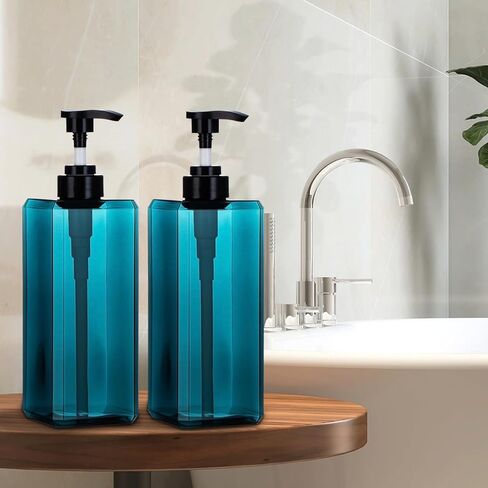 yebeauty 2pcs دش مضخة الزجاجات 17 أوقية 500 مل مضخة فارغة غسول زجاجة صابون الصابون موزع سائل حاوية الصابون البلاستيك للمطبخ ، غسل جسم الحمام ، العنبر in Kuwait