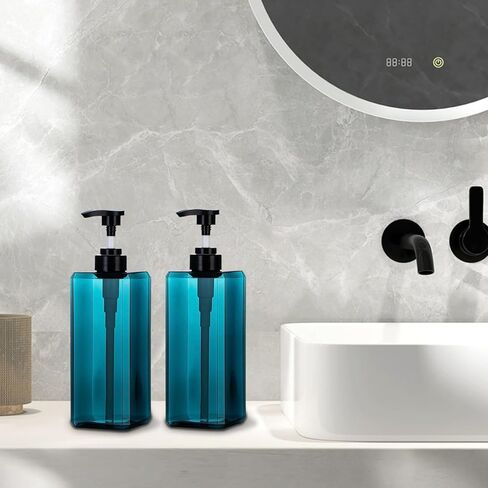 yebeauty 2pcs دش مضخة الزجاجات 17 أوقية 500 مل مضخة فارغة غسول زجاجة صابون الصابون موزع سائل حاوية الصابون البلاستيك للمطبخ ، غسل جسم الحمام ، العنبر in Kuwait