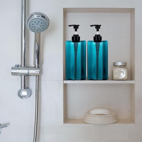 yebeauty 2pcs دش مضخة الزجاجات 17 أوقية 500 مل مضخة فارغة غسول زجاجة صابون الصابون موزع سائل حاوية الصابون البلاستيك للمطبخ ، غسل جسم الحمام ، العنبر in Kuwait