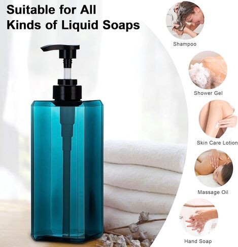 yebeauty 2pcs دش مضخة الزجاجات 17 أوقية 500 مل مضخة فارغة غسول زجاجة صابون الصابون موزع سائل حاوية الصابون البلاستيك للمطبخ ، غسل جسم الحمام ، العنبر in Kuwait