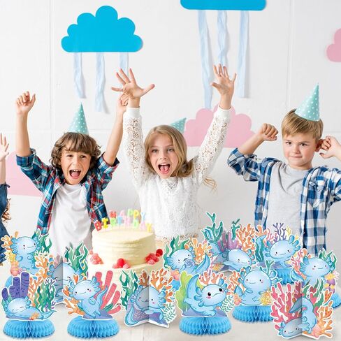 Liliful 12 Pcs Axolotl Birthday Party Decorations Axolotl Honeycomb Centerpieces Table Decoration 3D Double Side Cute Table Topper for Axolotl Backdrop Party Favor in Kuwait