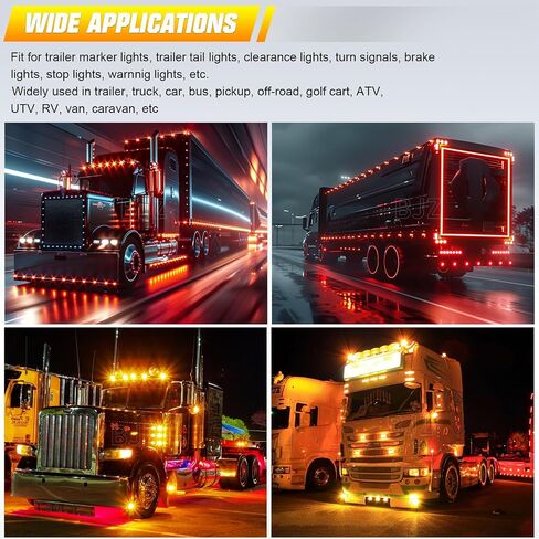 BJZ 2'' Bullet Trailer LED Marker Lights Red Conical Side Clearance Tail Top Cap Roof Lights w/Rubber Grommets for 12V Trailer Truck Semi-trailer Heavy-duty Truck Bus Van Golf Cart, 5Pcs in Kuwait