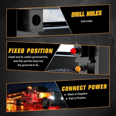 BJZ 2'' Bullet Trailer LED Marker Lights Red Conical Side Clearance Tail Top Cap Roof Lights w/Rubber Grommets for 12V Trailer Truck Semi-trailer Heavy-duty Truck Bus Van Golf Cart, 5Pcs in Kuwait