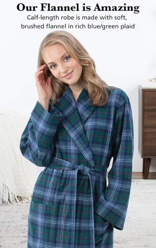 PajamaGram Long Womens Bathrobes - Flannel Robe Women in Kuwait