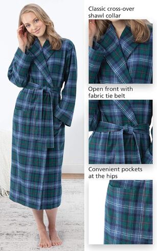 PajamaGram Long Womens Bathrobes - Flannel Robe Women in Kuwait