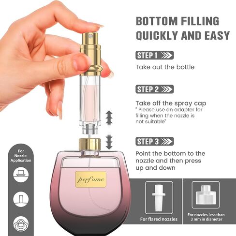 Perfume Travel Refillable Bottle, 5ml Glitter Leather Atomizer for Perfume, Portable Size Cologne Sprayer, Mini Fragrance Spray Bottle for Woman & Man Essentials (Pink) in Saudi Arabia