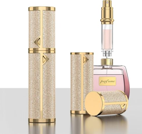 Perfume Travel Refillable Bottle, 5ml Glitter Leather Atomizer for Perfume, Portable Size Cologne Sprayer, Mini Fragrance Spray Bottle for Woman & Man Essentials (Pink) in Saudi Arabia