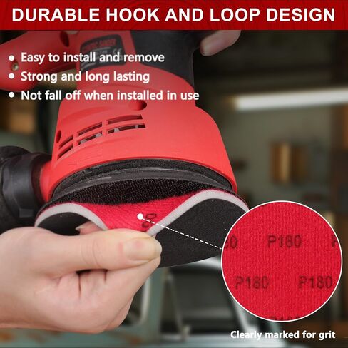 18Pcs 5 Inch Hook and Loop Sanding Sponge Discs 180 Grit Wet Dry Sandpaper with Buffer Backing Pads for Random Orbital Sander Curved Surface and Large-Area Sanding for Automotive Metal Wood in Kuwait