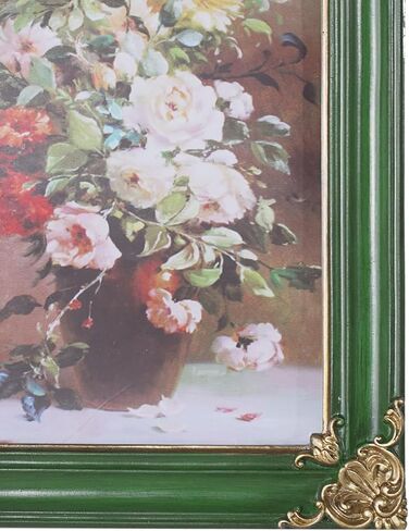 WINPLUS+ Vintage Picture Frame 2.5x3.5 Luxury Antique Rectangular Photo Frame In Moss green Finish With Engraved Gilded Floral accents, Real Glass Front, Retro Home Decor, Wall Mount and Tabletop Display, Art Gallery Gift (Moss green 2.5*3.5) in Saudi Arabia