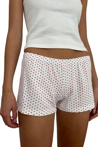 Women Y2k Lounge Shorts Floral Low Rise Micro Boxer Pajama Shorts Slim Fit Cute Sleep Shorts Pj Bottom in Saudi Arabia