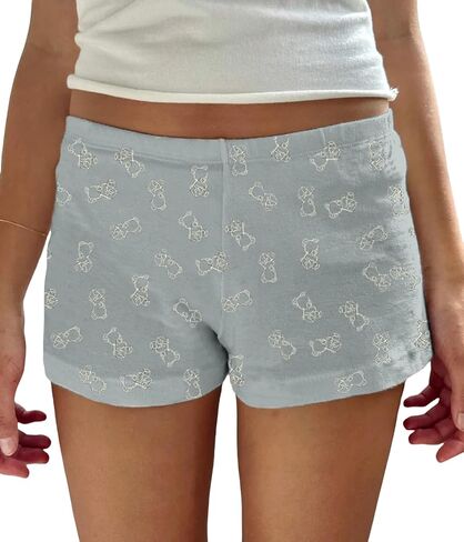 Women Y2k Lounge Shorts Floral Low Rise Micro Boxer Pajama Shorts Slim Fit Cute Sleep Shorts Pj Bottom in Kuwait