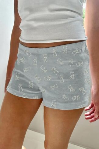 Women Y2k Lounge Shorts Floral Low Rise Micro Boxer Pajama Shorts Slim Fit Cute Sleep Shorts Pj Bottom in Kuwait
