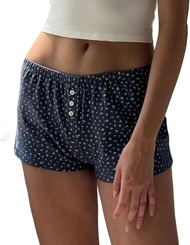 Women Y2k Lounge Shorts Floral Low Rise Micro Boxer Pajama Shorts Slim Fit Cute Sleep Shorts Pj Bottom in Saudi Arabia