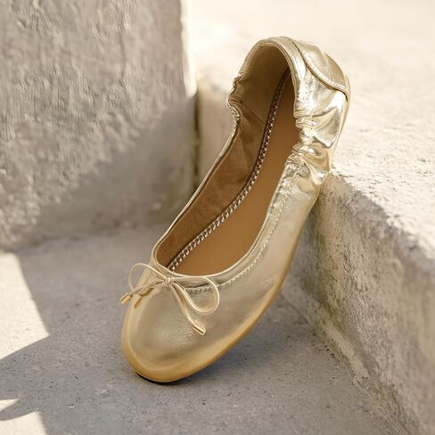 JustFab Womens Ballet Flats Shoes Foldable Round Toe Dress Shoes Comfortable Slip On Walking Flats Shoes Comfort Soft in Kuwait