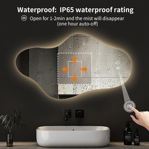 Modern Irregular LED Bathroom Mirror with Lights, Asymmetrical Frameless Smart Lighted Wall Mirror for Living Room Entryway, Large Decorative Makeup Vanity Mirror with Touch Switch(31.5″x55.1″) in Saudi Arabia