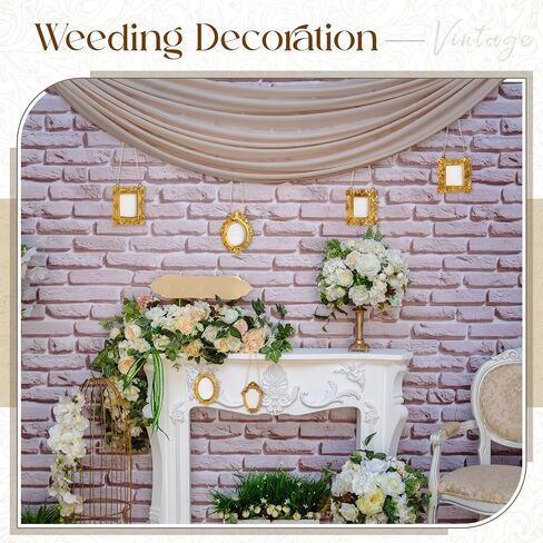Weysat 6 Pcs Hanging Mini Gold Small Picture Frames Tiny Vintage Baroque Photo Frames Antique Resin Oval Rectangle Hanging Ornament with Back and Chain for Home Wedding Holiday Christmas Decor in Saudi Arabia