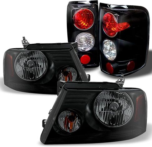 AKKON - For 2004-2008 Ford F150 F-150 Pickup truck Black Smoked Headlights + Black Tail Brake Lights Lamps in Saudi Arabia