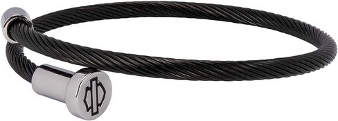 Harley-Davidson Unisex Black Cable Nail Head Bracelet - Stainless Steel in Saudi Arabia