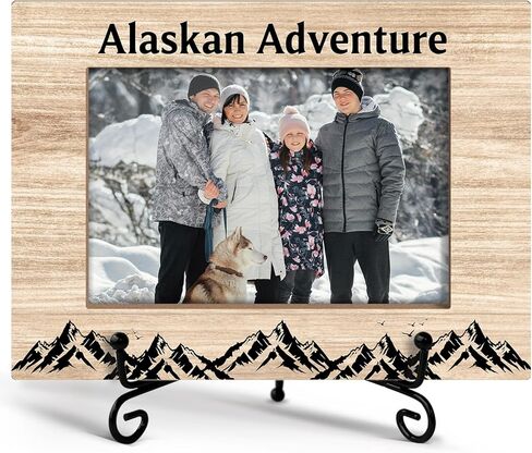 Yuansail Alaska Adventure Picture Frame, 4x6 Picture Frame Wood, Gifts For Women Man Friends, Wedding Honeymoon Vacation Gifts For Couple, Photo Gifts Desk Decor - 87 in Kuwait