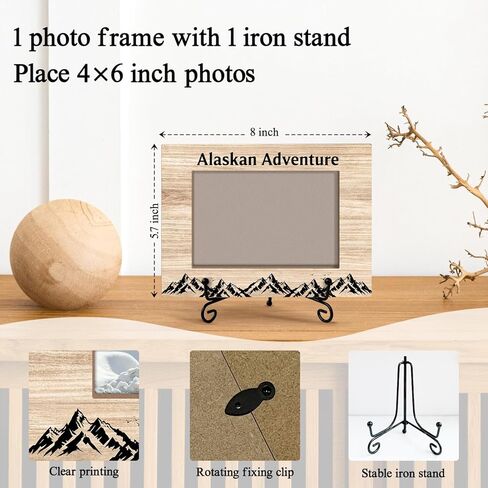Yuansail Alaska Adventure Picture Frame, 4x6 Picture Frame Wood, Gifts For Women Man Friends, Wedding Honeymoon Vacation Gifts For Couple, Photo Gifts Desk Decor - 87 in Kuwait