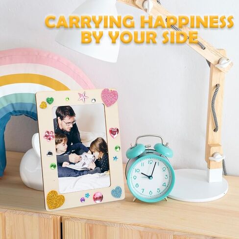 6pcs إطارات صور خشبية ، إطارات حرفة خشبية 4 × 6 بوصة ، إطارات صور خشبية غير مكتملة مع 60 ملصقًا للطلاء DIY ، عيد ميلاد ، حفل زفاف ، حفل التخرج in Kuwait