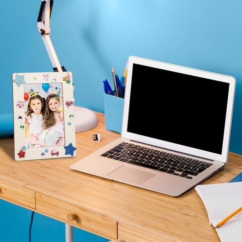 6pcs إطارات صور خشبية ، إطارات حرفة خشبية 4 × 6 بوصة ، إطارات صور خشبية غير مكتملة مع 60 ملصقًا للطلاء DIY ، عيد ميلاد ، حفل زفاف ، حفل التخرج in Kuwait